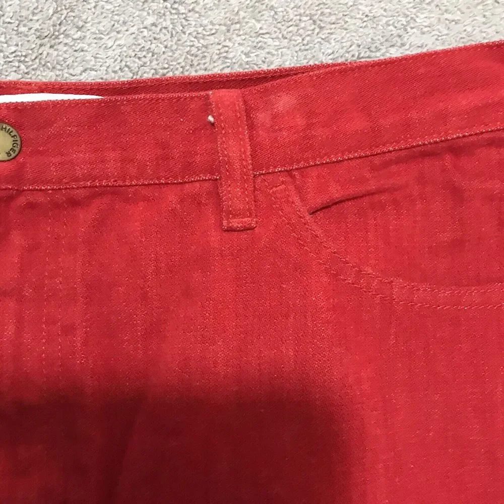 Vintage‎ Tommy Hilfiger Red Jean Skirt Women's Faux Suede 36" Waist Size 16 - Picture 7 of 14